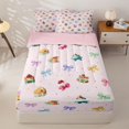 thumbnail image 1 of Homewish Kids Princess Ribbon Zipper Twin Comforter Sets with Fitted Sheet and 2 Pillowcases, Pink Cartoon Cake Zipper Bedding Set, Pink Reversible, 4 Pieces, 1 of 6