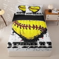 thumbnail image 1 of Homewish Kids Softball Zipper Full Size Comforter Sets with Fitted Sheet and 2 Pillowcases,Sports Themed Zipper Bedding Set For Boys Girls,Black Reversible,4-Piece, 1 of 7