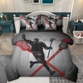 thumbnail image 1 of Homewish Kids Sport Game 7-Piece Bedding Comforter Set,Lacrosse Lover King Bedding Sets,Gray Black Red Bed Sheets For Boys Teens,Microfiber Bedroom Decor Reversible, 1 of 8