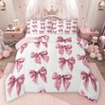 thumbnail image 1 of Homewish Kids Teenagers Cute Ribbon Bowtie Bedding Comforter Set 2pcs,Cartoon Bow Knot Twin Comforter Sets Microfiber,Dreamy Princess Bow Breathable Bedding Set,Lightweight Room Decor,Reversible, 1 of 8