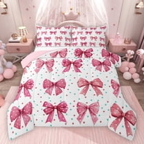 Homewish Kids Teenagers Cute Stars Bowtie Bedding Comforter Set 2pcs,Starry Sky Twin Comforter Sets Microfiber,Dreamy Princess Bow Breathable Bedding Set,Lightweight Room Decor,Reversible