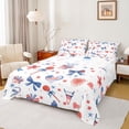 thumbnail image 1 of Homewish 4-Piece Cartoon Bow Knot USA Flag Firework Independence Day Queen Sheet Set for Girls, Microfiber Bedroom Decor, 1 of 7