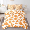 thumbnail image 1 of Homewish Kids Teens Abstract Cattle Print Bedding Comforter Set 7 Pieces,Orange White Full Bedding Set Lightweight,Animal Cow Fitted Sheet Flat Sheet,Microfiber Bedroom Decor,Reversible, 1 of 8
