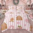 thumbnail image 1 of Homewish Kids Teens Christmas Gingerbread Man Bedding Comforter Set 2pcs,Pink Geometric Stripes Twin Comforter Sets Microfiber,Xmas Candy Cane Breathable Bedding Set,Ultra Soft Home Decor,Reversible, 1 of 8