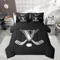 thumbnail image 1 of Homewish Kids Teens Ice Hockey Bedding Comforter Set 7-Piece for Boys Girls, Black Gray Monogrammed King Bedding Sets, Sports Theme Bed Sheets, Lightweight Room Decoration, 1 of 8