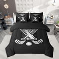 thumbnail image 1 of Homewish Kids Teens Ice Hockey Bedding Comforter Set 7-Piece for Boys Girls, Black Gray Monogrammed King Bedding Sets, Sports Theme Bed Sheets, Ultra Soft Home Decoration, 1 of 8