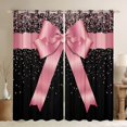 thumbnail image 1 of Homewish Kids Teens Pink Ribbon Bowknot Blackout Curtains Set of 2 (52x84 Each),Dreamy Princess Window Curtains,Bling Glitter Curtains and Drapes,Lightweight Room Decor, 1 of 6