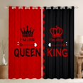 thumbnail image 1 of Homewish King Crown Black Out Curtains,Queen Letter Pattern Curtains Pack of 2 (42x63 Each),Red Black Rhombus Bedroom Curtains For Girls Kids,Breathable Home Decor, 1 of 6