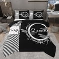 thumbnail image 1 of Homewish King and Queen Queen Comforter Set for Teen, Cartoon Dragonfly Bedding Sets, Black White Stripes Lines Reversible Bedding Comforter Set, Lightweight Room Decor, 3-Piece, 1 of 8
