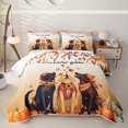 thumbnail image 1 of Homewish Labrador Pumpkins Bed Spread Queen,Hello Fall Print Queen Coverlet Set,Orange,Autumn Leaf Decor,3-Piece, 1 of 7