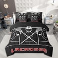 thumbnail image 1 of Homewish Lacrosse Bedding Comforter Set 7 Pieces for Boys, Gray Black Full Bedding Set, Sport Helmet Fitted Sheet Flat Sheet, Breathable Home Decor, 1 of 8