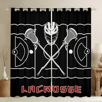 Homewish Lacrosse Curtains Pack of 2 (42x84 Each) for Boys, Gray Black Curtains Blackout, Sport Helmet Bedroom Curtains, Luxurious Home Decor