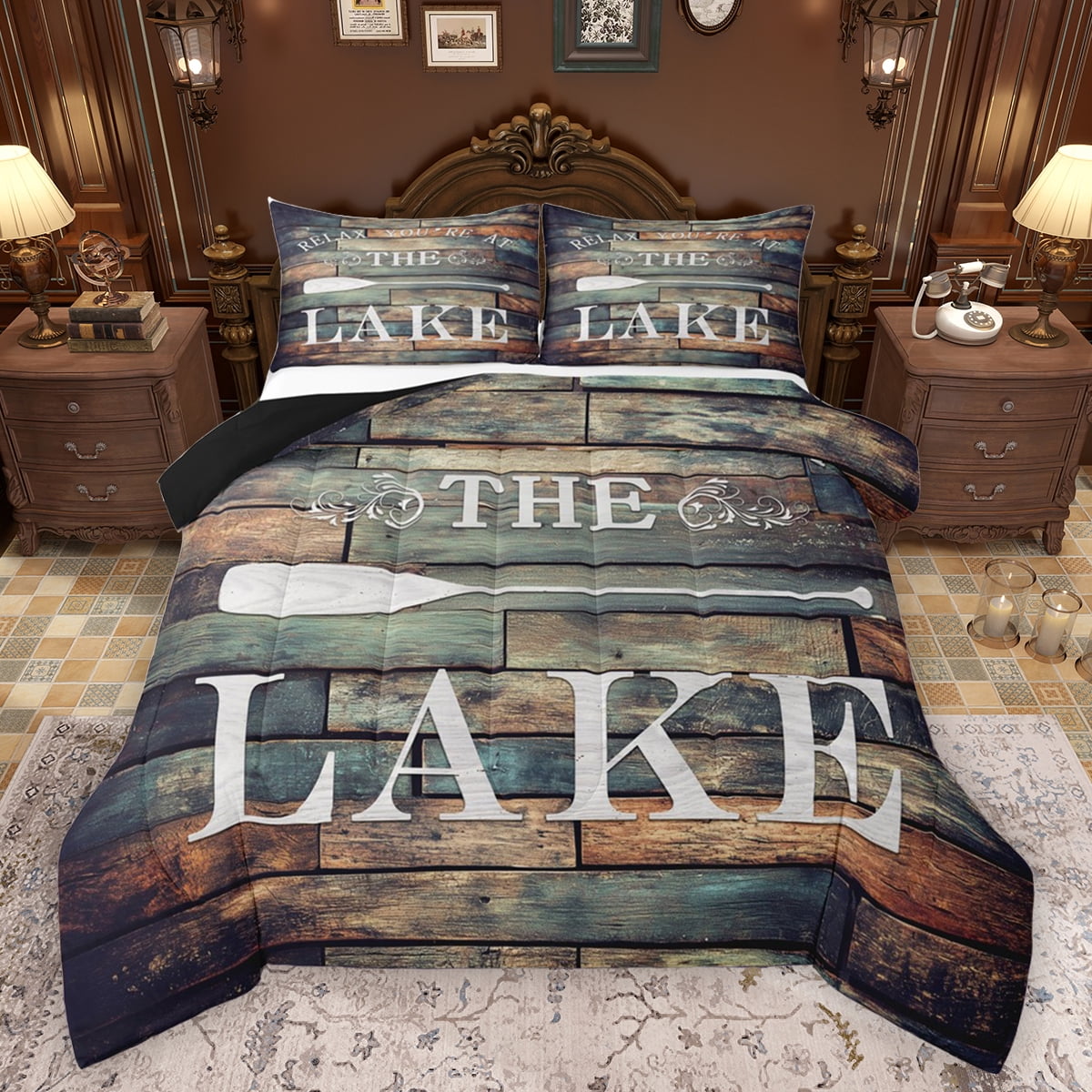 Homewish Lake House Bedding Comforter Set,Old Barn Door Twin Comforter ...