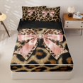 thumbnail image 1 of Homewish Leopard Animal Print Zipper Full Size Comforter Sets with Fitted Sheet and 2 Pillowcases For Women,Pink Girly Bow Zipper Bedding Set For Girls Kids,Black Reversible,4 Pieces, 1 of 7