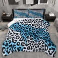 thumbnail image 1 of Homewish Leopard Cheetah Pattern Queen Comforter Set,Monden Chic Aesthetic Bedding Sets,Blue White Black Bedding Comforter Set For Girls Teens,Ultra Soft Home Decor Reversible,3 Pieces, 1 of 8
