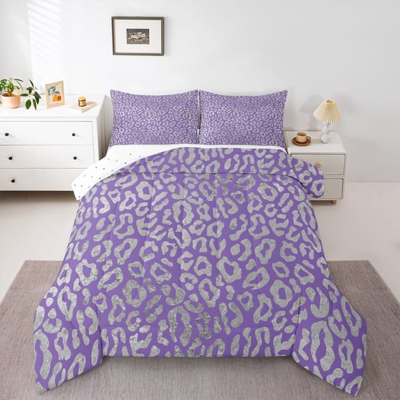 Homewish Leopard Cheetah Print 3 Pieces Queen Comforter Set for Teens Female Men,Abstract Geometric Ultra Soft Bedding Sets,Jungle Animal Wildlife Bedding Comforter Set Breathable