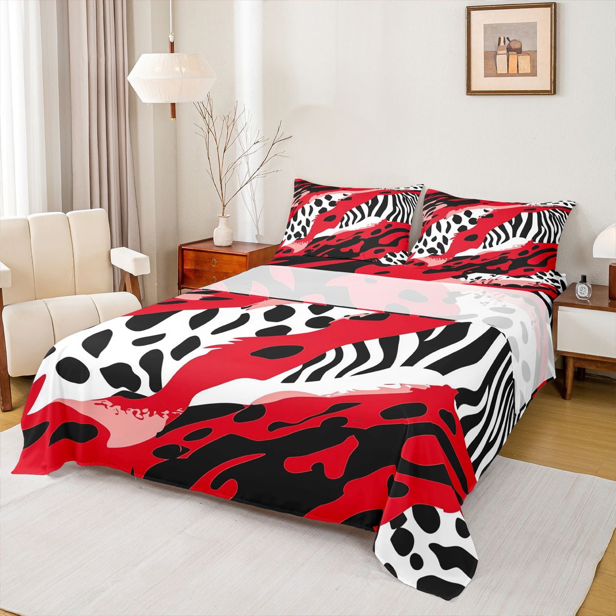 Homewish Leopard Cheetah Print Bed Sheets for Kids, Zebra Stripes King ...
