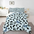 thumbnail image 1 of Homewish Leopard Cheetah Print Jungle Animal Blue Butterfly Twin Comforter Set, Reversible Ultra Soft Girls Bedding, 2pcs, 1 of 8