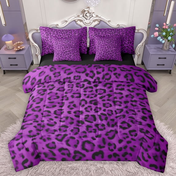 Homewish Leopard Cheetah Print Twin Bedding Sets 7-Piece for Kids Children Teens,Abstract Geometric Bedding Comforter Set Microfiber,Jungle Animal Print Breathable Sheet Sets,Super Cozy Room Decor