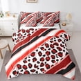thumbnail image 1 of Homewish Leopard Print 7-Piece Bedding Comforter Set for Teesn Female Men,Bling Red Glitter King Bedding Sets,Geometric Stripes Ultra Soft Bed Sheets,Ultra Soft Home Decor,Reversible, 1 of 8