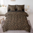 thumbnail image 1 of Homewish Leopard Print 7-Piece Full Bedding Set - Bling Black Brown Cheetah, 1 of 9