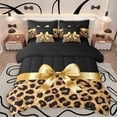 thumbnail image 1 of Homewish Leopard Print 7-Piece Twin Bedding Sets For Teens Boys Girls,Kawaii Bow Bedding Comforter Set,Black Brown Breathable Sheet Sets,Super Cozy Room Decor,Reversible, 1 of 8