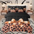 thumbnail image 1 of Homewish Leopard Print 7pcs Bedding Comforter Set For Teens Boys Girls,Kawaii Bow Queen Bedding Sets Super Cozy,Black Orange Queen Sheet Sets,Super Cozy Room Decor,Reversible, 1 of 8