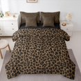 thumbnail image 1 of Homewish Leopard Print 7-Piece Full Bedding Set - Bling Black Brown Cheetah, 1 of 8