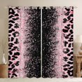 thumbnail image 1 of Homewish Leopard Print Blackout Curtains Set of 2 (52x84 Each) For Children Teens Female Girls,Bling Glitter Window Curtains,Dreamy Princess Curtains and Drapes,Super Cozy Room Decor, 1 of 6