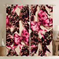 thumbnail image 1 of Homewish Leopard Print Bow Black Out Curtains,Chic Bowtie Ribbon Curtains Pack of 2 (42x63 Each),Pink Beige Brown Bedroom Curtains For Girls Teens,Ultra Soft Home Decor, 1 of 6