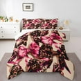 thumbnail image 1 of Homewish Leopard Print Bow Full Size Comforter Sets,Chic Bowtie Ribbon Bedding Comforter Set,Pink Beige Brown Bedding Sets For Girls Teens,Ultra Soft Home Decor Reversible,3-Piece, 1 of 9