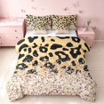 thumbnail image 1 of Homewish Leopard Print Queen Bedding, Gold Blings Print Bedding Comforter Set Queen, Reversible, 7-Piece, 1 of 7