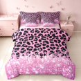 thumbnail image 1 of Homewish Leopard Print Queen Bedding, Pink Blings Print Bedding Comforter Set Queen, Pink Reversible, 7 Pieces, 1 of 7