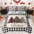 thumbnail image 1 of Homewish Leopard Print Xmas Tree 7 Pieces Bedding Comforter Set,Merry Christmas Full Bedding Set,White Black Plaid Fitted Sheet Flat Sheet For Girls Kids,Super Cozy Room Decor, 1 of 9