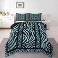 thumbnail image 1 of Homewish Leopard Zebra Print 3-Piece Full Size Comforter Sets for Teesn Female Men,Geometric Stripes Bedding Comforter Set,Black Teal Lightweight Bedding Sets,Ultra Soft Home Decor,Reversible, 1 of 8