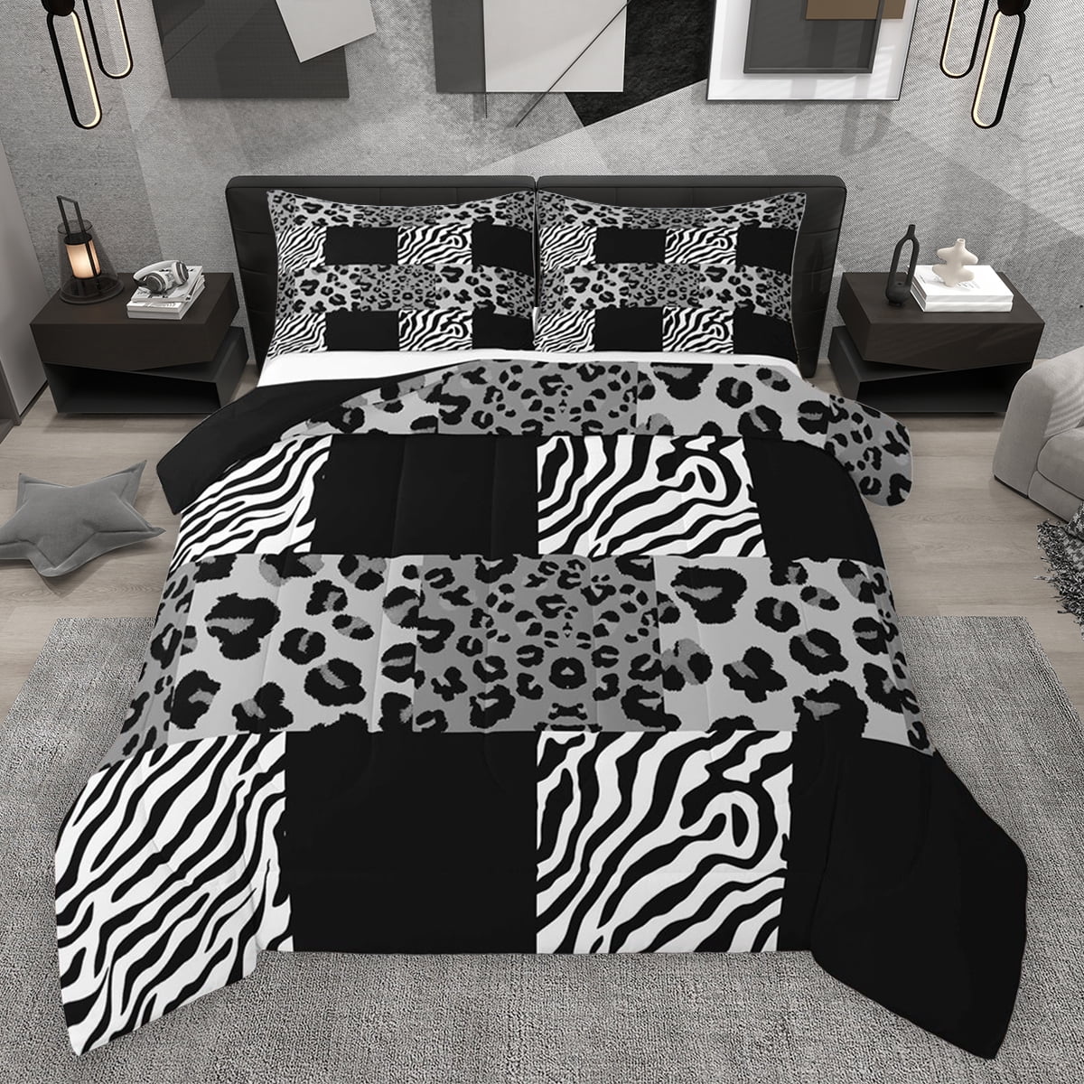 Homewish Leopard Zebra Print Bedding Comforter Set 2pcs for Boys