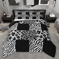 thumbnail image 1 of Homewish Leopard Zebra Print Bedding Comforter Set 2pcs for Boys Girls,Geometric Plaid Grid Twin Comforter Sets Microfiber,Abstract Animal Stripes Breathable Bedding Set,Breathable Home Decor, 1 of 8