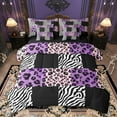 thumbnail image 1 of Homewish Leopard Zebra Print Bedding Comforter Set 7-Piece for Boys Girls,Geometric Plaid Grid King Bedding Sets,Abstract Animal Stripes Ultra Soft Bed Sheets,Breathable Home Decor,Reversible, 1 of 8