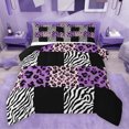 thumbnail image 1 of Homewish Leopard Zebra Print Full Size Comforter Sets 3-Piece for Boys Girls,Geometric Plaid Grid Bedding Comforter Set,Abstract Animal Stripes Lightweight Bedding Sets,Breathable Home Decor, 1 of 8