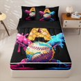 thumbnail image 1 of Homewish Letter A Dripping Waffle Baseball Print Zipper Twin Comforter Sets with Fitted Sheet and 2 Pillowcases,Sports Monogram Zipper Bedding Set For Kids Boys And Girls,Reversible,4 Pieces, 1 of 7