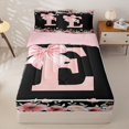 thumbnail image 1 of Homewish Letter E Zipper Twin Comforter Sets with Fitted Sheet and 2 Pillowcases for Girl, Cherry Blossoms Zipper Bedding Set, Black Pink, Pink Reversible, 4-Piece, 1 of 6