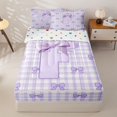 thumbnail image 1 of Homewish Letter F Initial Zipper Twin Comforter Sets with Fitted Sheet and 2 Pillowcases For Kids Girls,Purple Plaid Zipper Bedding Set For Bow Tie Lover,Reversible,4 Pieces, 1 of 7