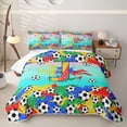 thumbnail image 1 of Homewish Letter J Teal Gradient Soccer Ball Print Quilt King,Sports Monogram King Coverlet Set For Kids Boys And Girls,3 Pieces, 1 of 7