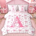 thumbnail image 1 of Homewish Letter A Monogrammed 7-Piece Twin Bedding Sets,Cute Bow Tie Bedding Comforter Set,Pink Loves Pattern Sheet Sets For Girls,Microfiber Room Decorative Reversible, 1 of 8