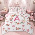 thumbnail image 1 of Homewish Letter A Monogrammed Bedding Comforter Set,Cute Cartoon Flower Twin Comforter Sets,Romantic Valentine'S Day Bedding Set For Girls,Microfiber Room Decorative Reversible,2pcs, 1 of 8