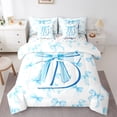 thumbnail image 1 of Homewish Letter Monogrammed C 7 Pieces Bedding Comforter Set For Kids Children Teens,Kawaii Ribbon Bow Knot Full Bedding Set Lightweight,Dreamy Princess Fitted Sheet Flat Sheet,Super Cozy Room Decor, 1 of 8