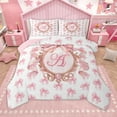 thumbnail image 1 of Homewish Letter A Monogrammed Full Size Comforter Sets,Cute Bowtie Ribbon Bedding Comforter Set,Girls Bow Tie Bedding Sets For Princess Kids,Microfiber Room Decorative Reversible,3-Piece, 1 of 9