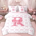 thumbnail image 1 of Homewish Letter Monogrammed R 7-Piece Twin Bedding Set - Kawaii Pink Bow Princess, 1 of 8