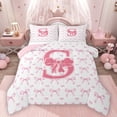 thumbnail image 1 of Homewish Letter Monogrammed S Bedding Comforter Set 2pcs for Teens Boys Girls,Kawaii Pink Bow Twin Comforter Sets Microfiber,Dreamy Princess Breathable Bedding Set,Lightweight Room Decor,Reversible, 1 of 8