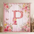 thumbnail image 1 of Homewish Letter P Monogrammed Black Out Curtains,Romantic Flower Curtains Pack of 2 (42x63 Each),Colorful Floral Bedroom Curtains For Girls Kids,Microfiber Room Decorative, 1 of 6